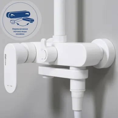 Душевая система Wasserkraft Mindel 8500 (A185.067.059.WM) со смесителем, белая матовая/хромникель 7