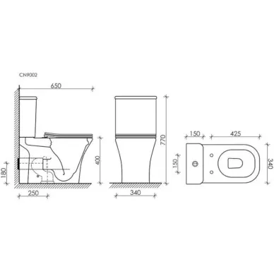 Унитаз напольный Ceramicanova Alfa Rimless CN9002 микролифт, белый 7