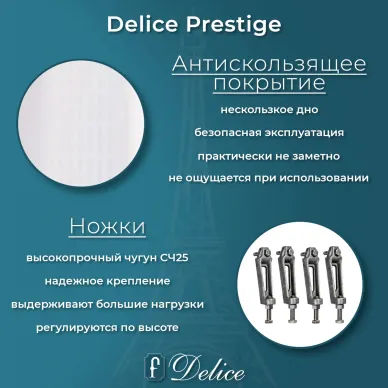 Ванна чугунная Delice Prestige DLR230611R-AS 175х75 см, с антискользящим покрытием, с отверстиями под ручки 5