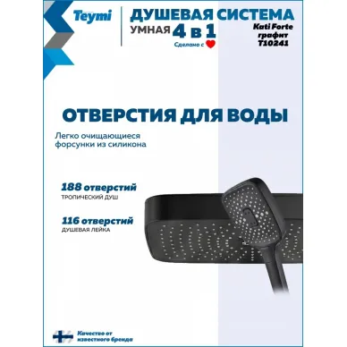 Душевая система Teymi Kati Forte T10241 с умным смесителем, графит 12