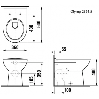 Чаша для приставного унитаза Jika Olymp (2361.5) 1