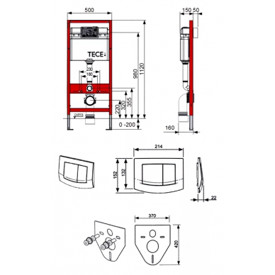 Инсталляция для подвесного унитаза TECE TECEbase (9400005) (комплект 4 в 1) 1