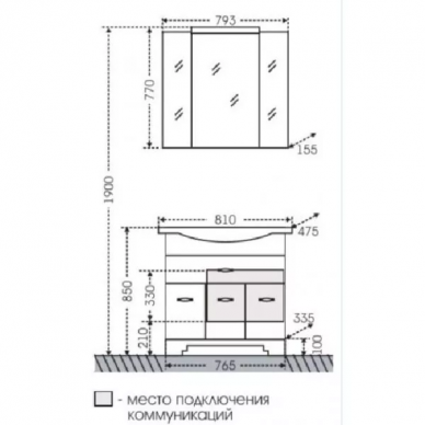 Тумба для ванной СанТа Монарх 80 (белый) 2