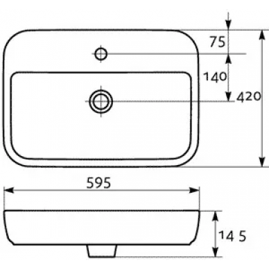 Раковина накладная Cersanit Caspia (S-UM-CAS60/1-S) (59 см) 1