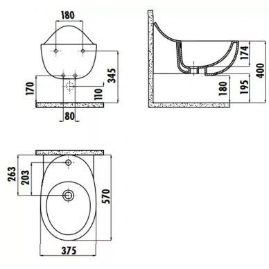 Биде подвесное Creavit Foglia (FG510-00CB00E-0000) 1