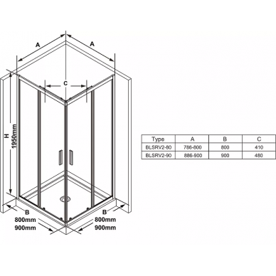Душевой уголок Ravak Blix BLSRV2-90 (X1LM70300Z1) 90x90 см, профиль черный/стекло Transparent 6