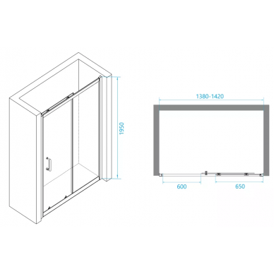 Душевая дверь RGW Passage PA-14G (41081414-16) 140х195 см, профиль золото/прозрачное стекло 3
