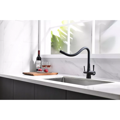 Смеситель для кухни Lemark Comfort (LM3075BL085) Черный матовый Фильтр BASIC для очистки воды 9