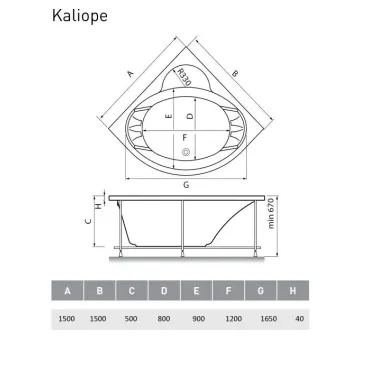 Акриловая ванна Vayer Kaliope (Гл000006523) 150х150 6