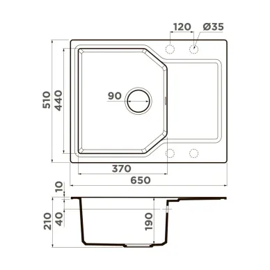 Мойка кухонная Omoikiri Yonaka 65-PA (4993344) пастила 7