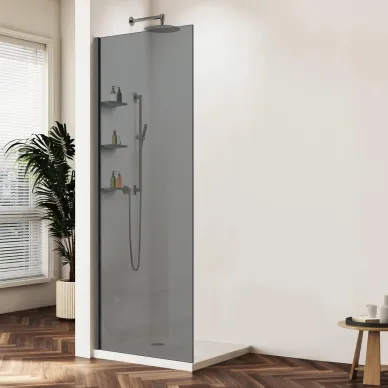 Душевая перегородка Vincea Walk-In VSW-1HWS100CGGM 100x200 см, профиль воронёная сталь/стекло тонированное 0