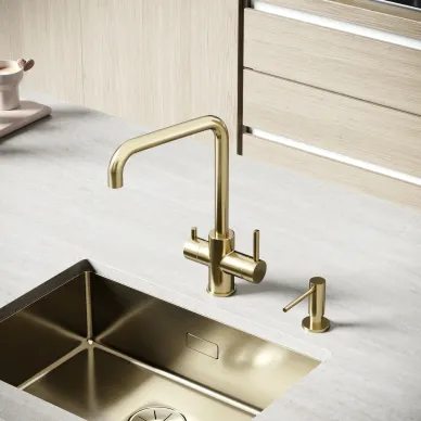 Смеситель для кухни Sancos Vela SC4013BG с функцией подключения фильтра, золото браш 3