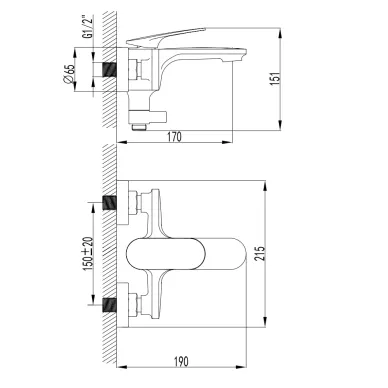 Смеситель для ванны AQUAme Imola AQM6712GM серый 1