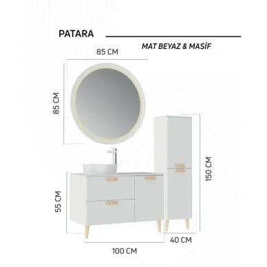 Зеркало Creavit Patara PT4085.02.MBY 85 см, LED, белый матовый 2