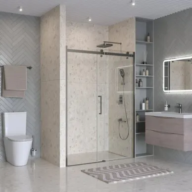 Душевая дверь BelBagno Marino MARINO-2-BF-1-130-C-GM 130 см, оружейная сталь/прозрачное стекло 0