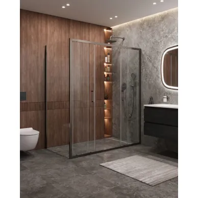 Душевой уголок Cezares Molveno MOLVENO-AH-2/1-170/90-C-GM-IV 170х90 профиль оружейная сталь/стекло прозрачное 1