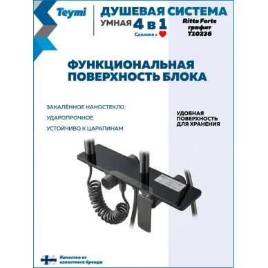 Душевая система Teymi Ritta Forte T10236 со смесителем, графит 9