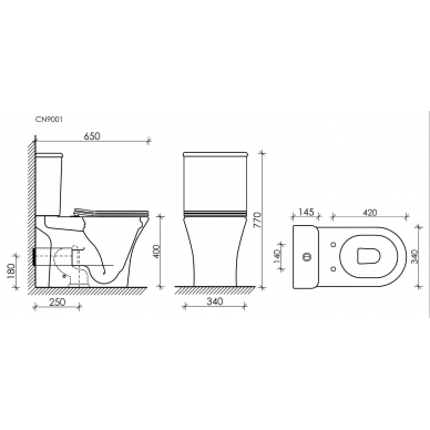 Чаша напольного унитаза Ceramicanova Fortuna Rimless (CN9001-B) с сиденьем микролифт 7