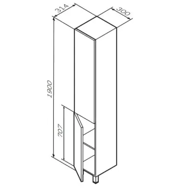 Пенал Am.Pm Gem (M91CSR0306HF) (напольный) (орех) (30 см), левый 6
