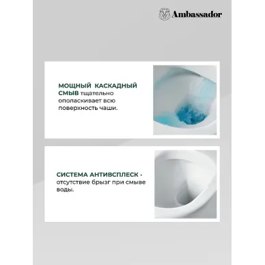 Унитаз напольный Ambassador Ritz 237K19002S тонкое сиденье микролифт 8