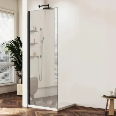 Душевая перегородка Vincea Walk-In VSW-1HWS100MRB 100x200 см, профиль чёрный/стекло зеркальное 0