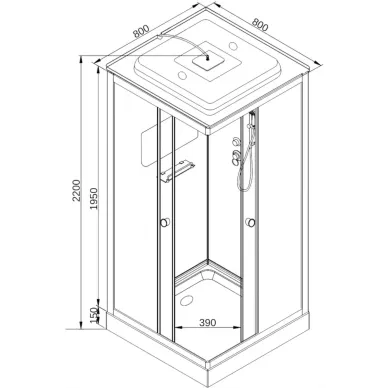 Душевая кабина DTO K K408SLED 80x80x220 см, с электрикой и LED подсветкой 17