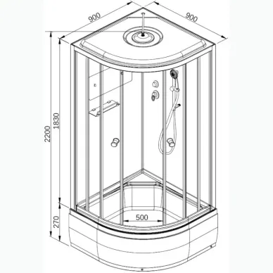 Душевая кабина DTO D D279S 90x90x220 см 11