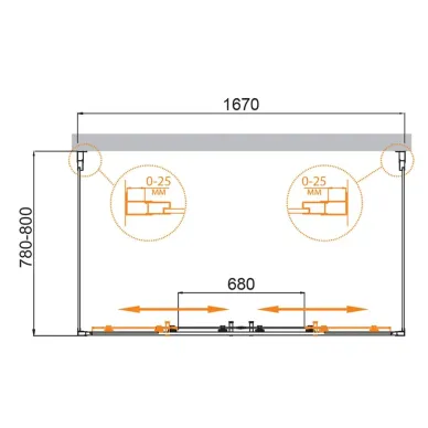 Душевой уголок Cezares Molveno MOLVENO-AH-2/2-170/80-C-Cr-IV 170х80 профиль хром/стекло прозрачное 5