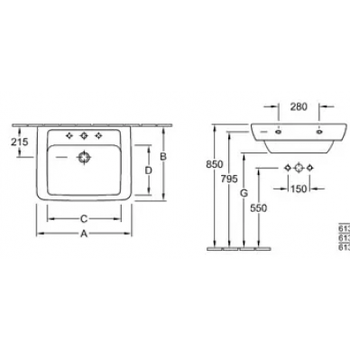 Раковина Villeroy & Boch Subway (613655R2) (55 см) 1