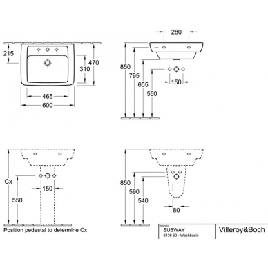 Раковина Villeroy & Boch Subway (613660R2) (60 см) 2