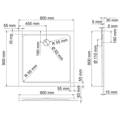 Поддон для душа Wasserkraft Berkel 48T (48T03) (90x90) 1