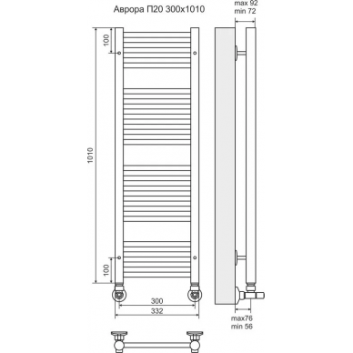 Полотенцесушитель водяной Terminus Аврора П20 (300х1010) 1