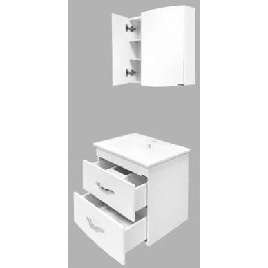 Тумба для ванной Comforty Лаура-60-2 (61x57x47 см), белый глянцевый 6
