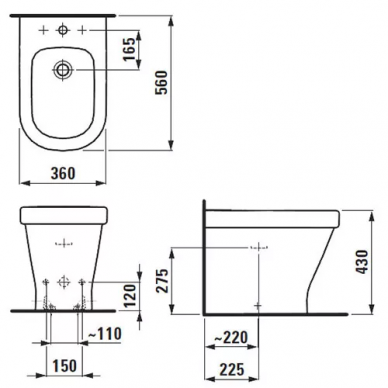 Биде напольное Laufen LB3 (8.3268.1.000.302.1) 2