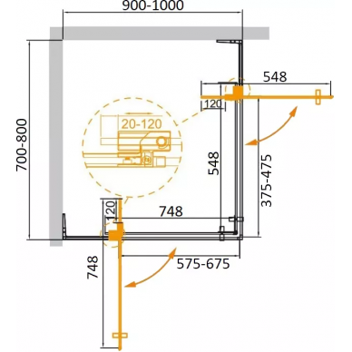 Душевой уголок Cezares Slider AH 2 (SLIDER-AH-2-70/80-90/100-BR-NERO) 5