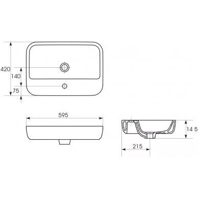 Раковина накладная Cersanit Caspia (S-UM-CAS60/1-S-w) 60 см, белая 2