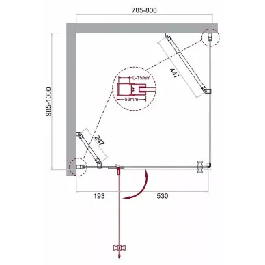Душевой уголок BelBagno Kraft (KRAFT-AH-12-80/100-C-Cr-L) 80х100 см, профиль хром/стекло прозрачное 7