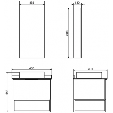 Тумба для ванной Comforty Порто 60 (60x64.5x40 см), дуб темно-коричневый, c раковиной 9111 6