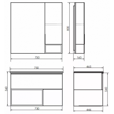Тумба для ванной Comforty Франкфурт-75 (75x56x46.5 см), бетон, белая раковина 6