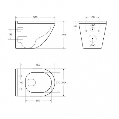 Чаша подвесного унитаза BelBagno Senso-Tor (BB017CH-TOR) безободковый 17