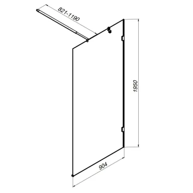 Душевая перегородка Am.Pm X-Joy (W94WI-90-F1-MTE) (90 см) профиль хром матовый/прозрачное стекло 7