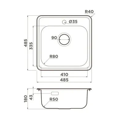 Мойка кухонная Omoikiri Notoro 48-IN 4997436 48.5x48.5 см, нержавеющая сталь 3