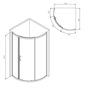 Душевой уголок Am.Pm Like Solo Slide W83UG-315-090MT 90x90, стекло прозрачное/профиль глянцевый хром 5
