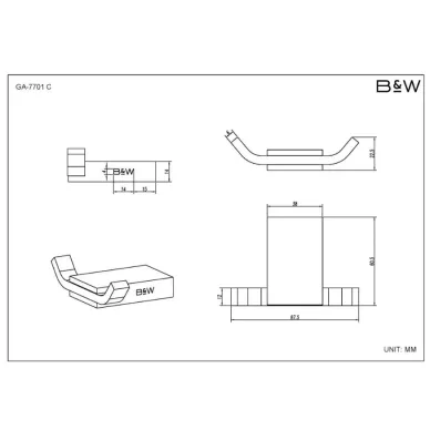 Набор аксессуаров для ванной комнаты Black & White Gravity GA-7710C хром 7