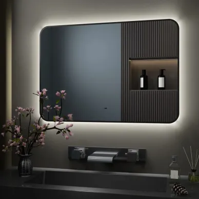 Зеркало Teymi Solli Black Soft Line T20231S с подсветкой, сенсор на взмах, чёрный, 100 см 5