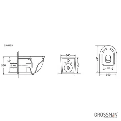 Инсталляция для подвесного унитаза Grossman 900.K31.01.000+клавиша 700.K31.05.21M.21M черный матовый+унитаз  GR-4455GMS 7