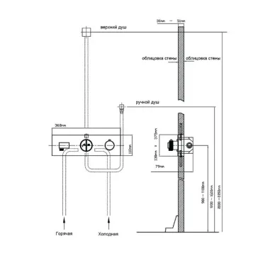 Душевая система Vincea Inspire VSFW-432TI2GM встраиваемая термостатическая, трехрежимный, вороненая сталь 9