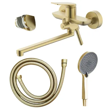 Смеситель для ванны Azario Lursy AZ-K1749MG с лейкой, золото матовое 0