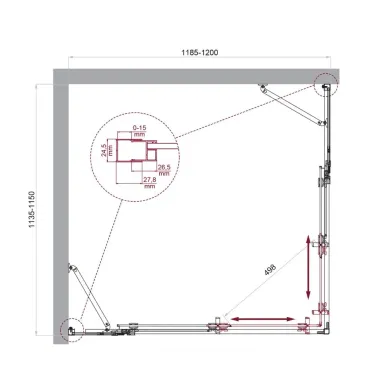 Душевой уголок BelBagno Luce LUCE-AH-22-120/115-C-Cr 120x115 см, хром/прозрачное стекло 5