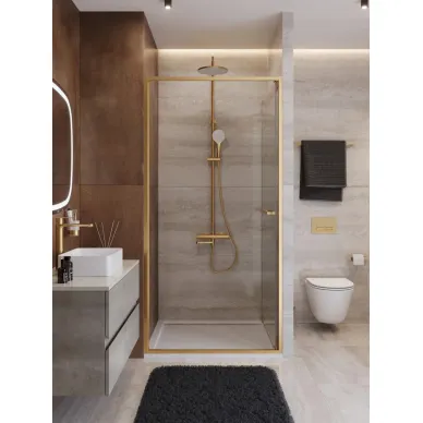 Душевая дверь Cezares Lux LUX-B-FS-1-90-C-BORO 90x195 см, профиль брашированное золото/прозрачное стекло 3